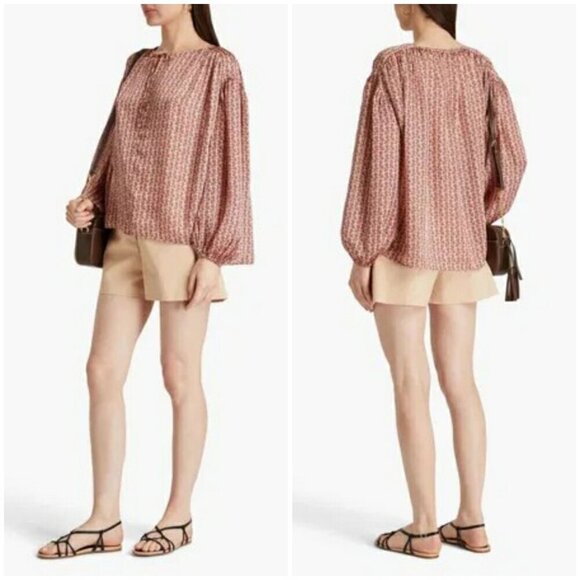 💕MAJE Lolivate Floral-Print Satin Blouse Mini Fleurs Print Size 2 = Medium NWT - Picture 9 of 16